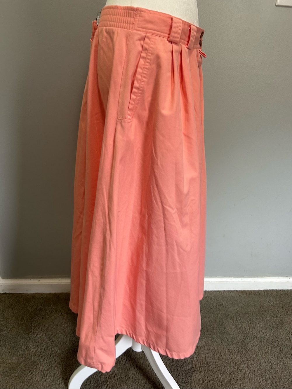 Vintage Silvercord Coral Button-Front Maxi Skirt w pockets Cottagecore - Picture 2 of 8